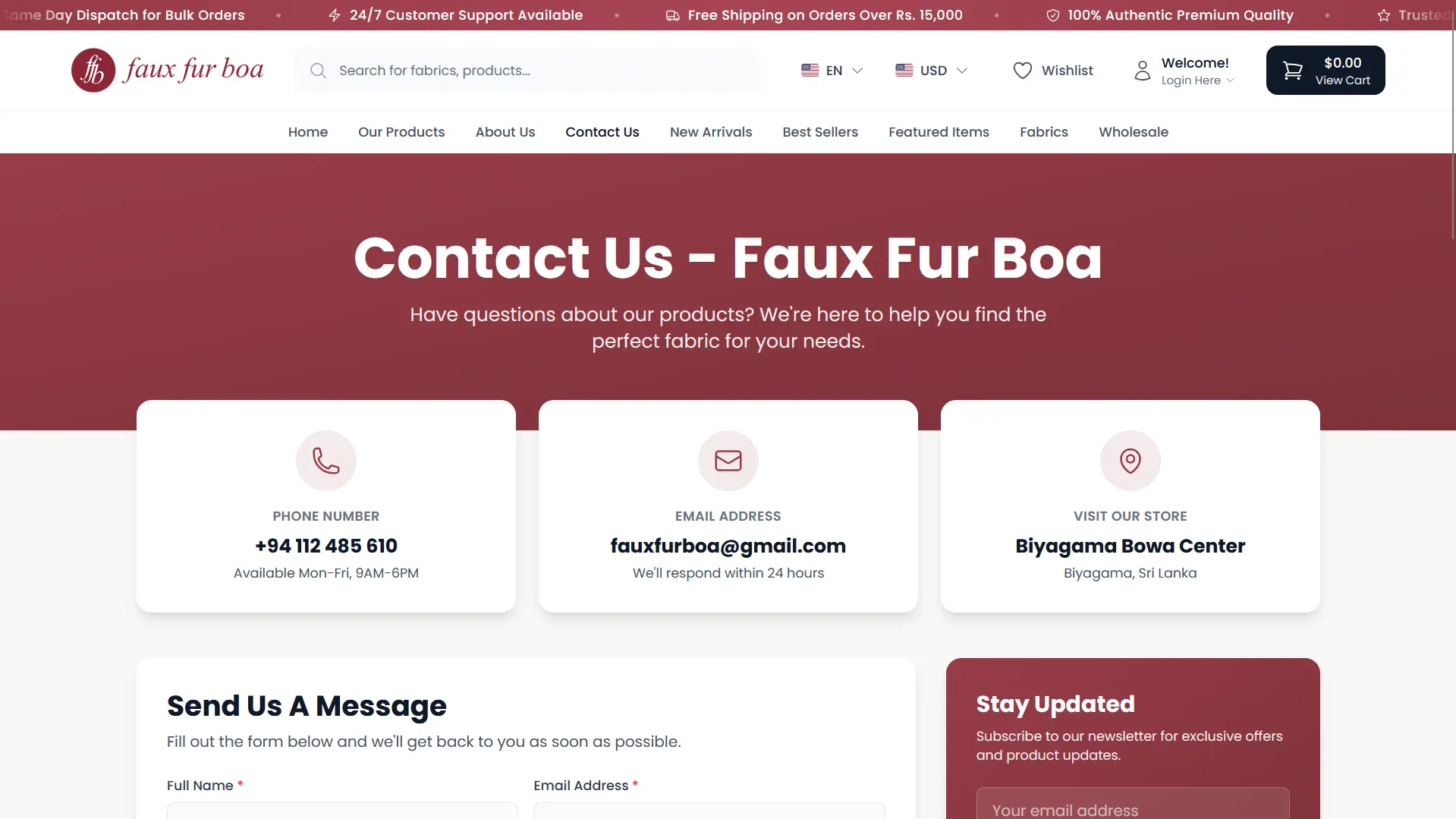 Faux Fur Boa - tablet catalogue view